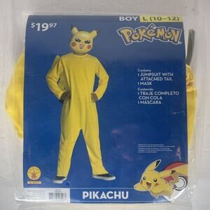 Pokémon Pikachu Halloween Costume Boys Large 10-12 Yellow Mask Child Size